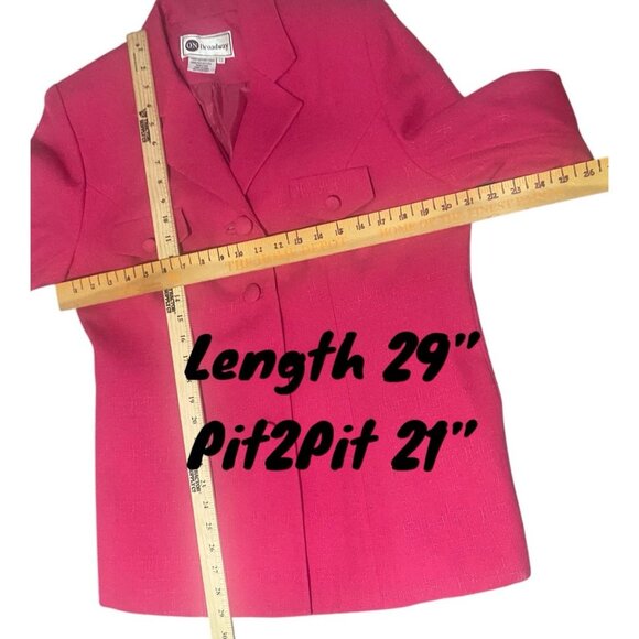 Vintage Pant Suit Womens 12 Power Suit Hot Pink Lined Pleated High Waist Pants - Picture 7 of 16